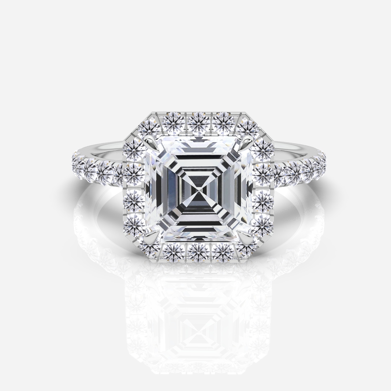 Juliette Halo and Diamond Shoulders Asscher